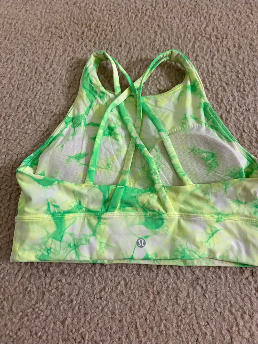 Neon Green Marble High Neck lululemon Sports Bra